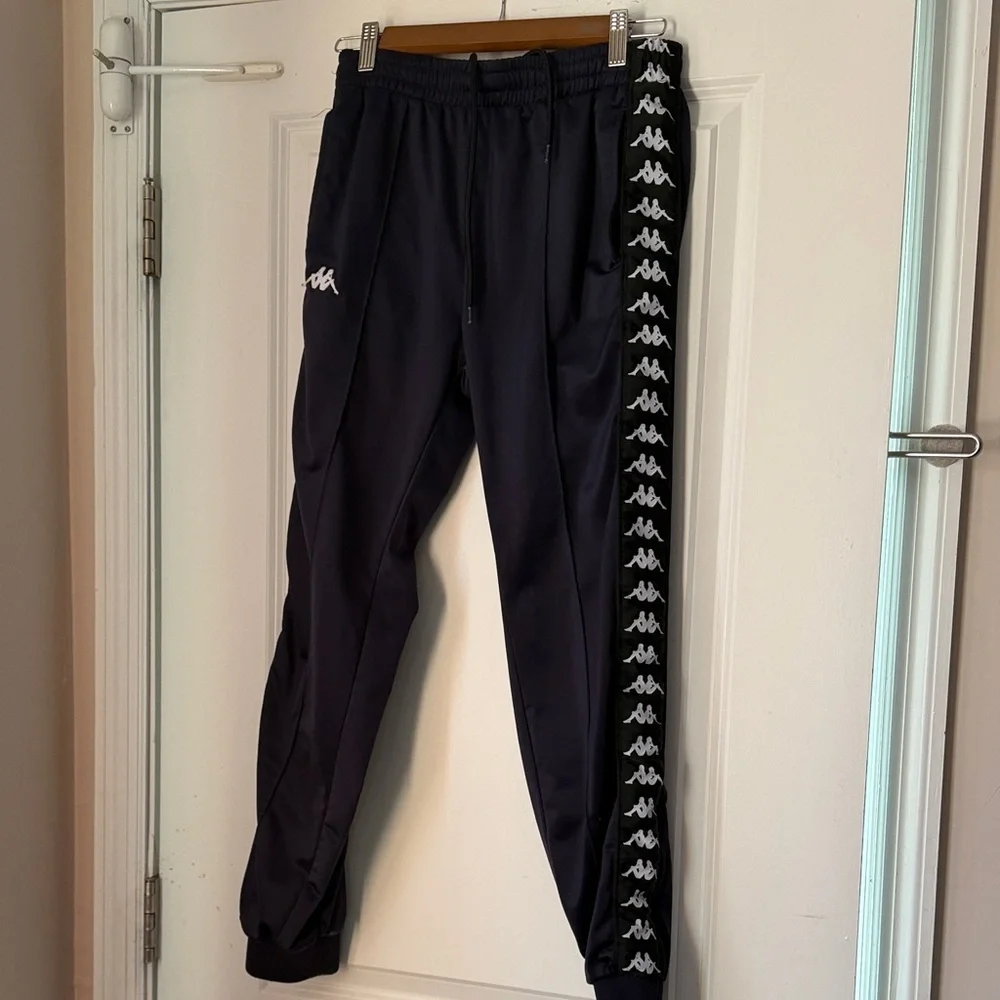 Kappa Navy Track Pants with White Logo